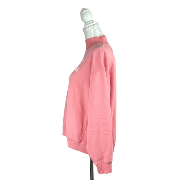 American Eagle Pink Mock-neck Pullover Sweatshirt Collegiate Barbie Casual - Picture 4 of 8